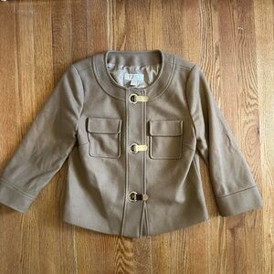 Michael Kors cropped coat with 3/4 sleeves and gold accents